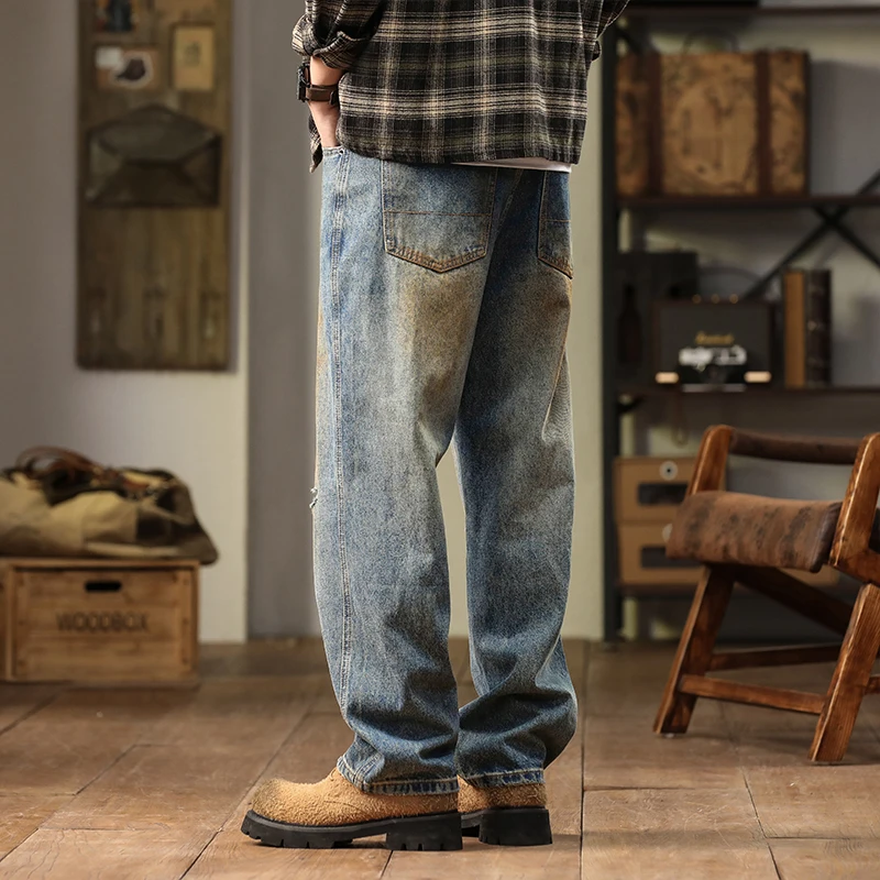 Осень и зима новинка 2024 винтажные рваные джинсы чтобы сделать старые модные