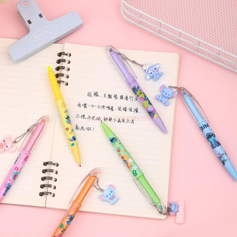 36 шт. гелевая ручка Disney Stitch аниме хайлайтер Lilo &amp двусторонняя для прессы