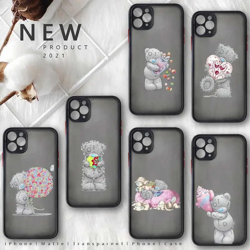 

Teddy bear Cute Phone Case For iphone 13 12 11 8 7 plus mini x xs xr pro max matte transparent cover