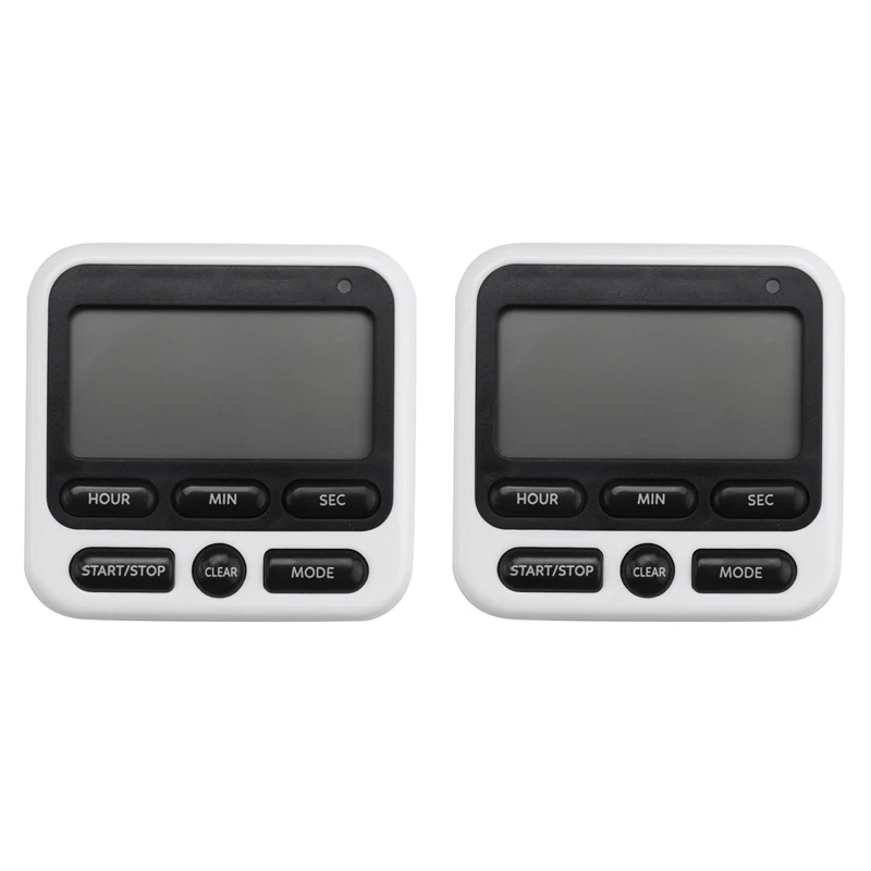 

2X Kitchen Timer, Magnetic Kitchen Timer, With Adjustable Sound Alarm And Memory Function For Cooking And Studying