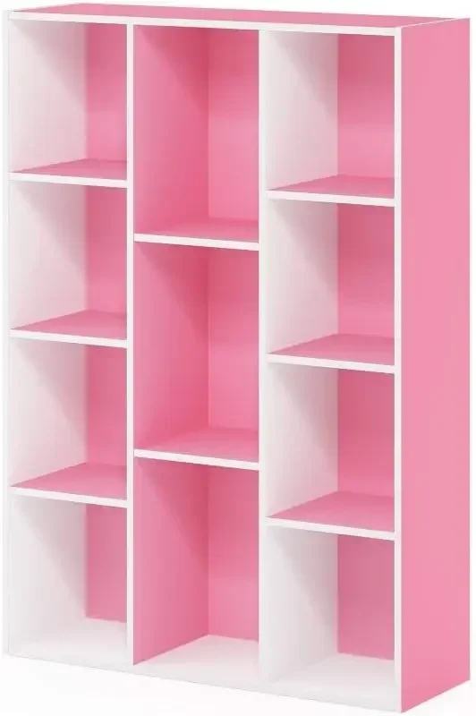 Furinno Luder книжный шкаф/книжка/хранилище 11 кубиков белый/розовый