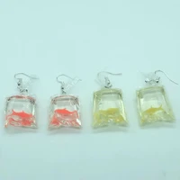 personality creative resin simulation goldfish pendant water bag small fish pendant earring jewelry unique party birthday gift