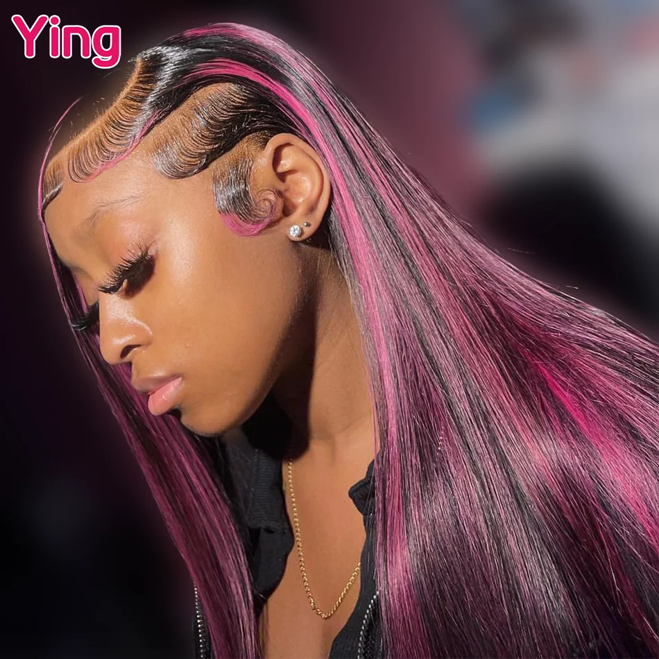 

Ying Hair Highlight Pink Bone Straight 13X6 Lace Frontal Wigs Preplucked 13x4 Transparent Lace Wig Remy 5X5 Wigs For Women