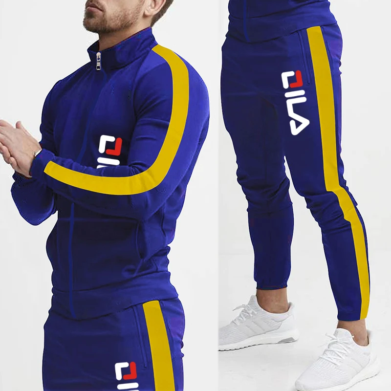 Spring and Autumn New Luxury Gym Fitness Sweater Brand Men's Set Youth Fashion Leisure Sportswear Zipper High Quality Set