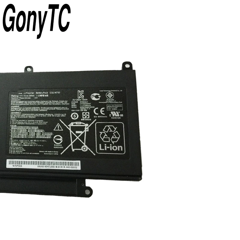 Фото Новый аккумулятор для ноутбука C32-N750 для ASUS N750 N750J N750JK N750JV N750Y47JK-SL N750Y47JV-SL 11,1 В 6260 мАч/69WH №5