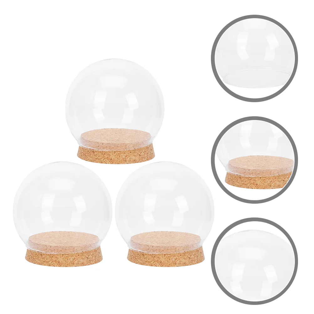 

3 Pcs Glass Bell Jar Car Trim Keepsake Globe Display Cloche Glass Dome Desk Topper