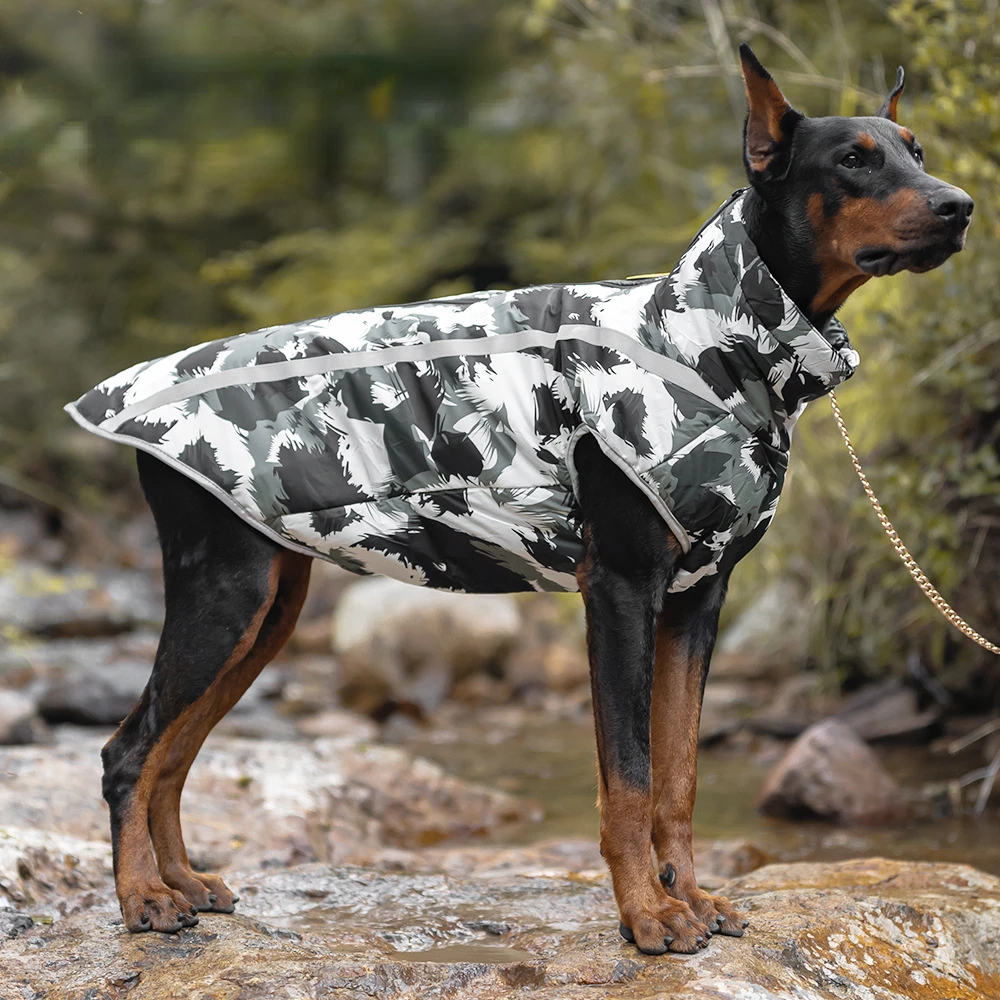 

New Pet Clothes Autumn Winter Dog Reflective Warm Assault Jacket Thickened Big Dog Clothes Pet Cotton Clothes