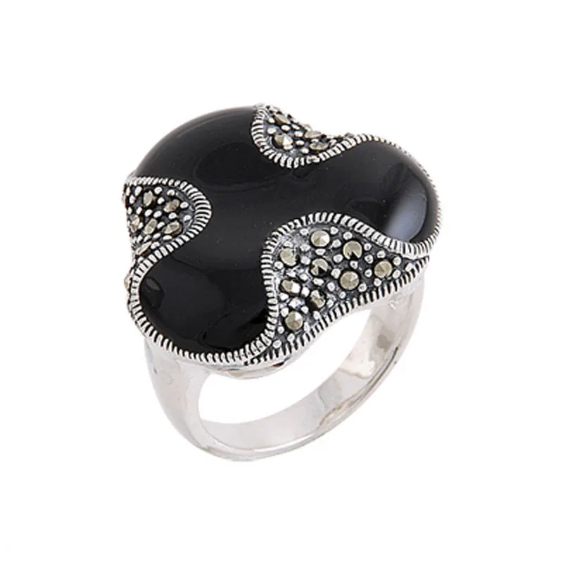 

Silver 925 Sterling Cabochons & Marcasite Ring