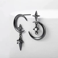 retro asymmetric black sun moon crystal dangle earrings new abstract star drop earrings for women and girl fashion earrings gift
