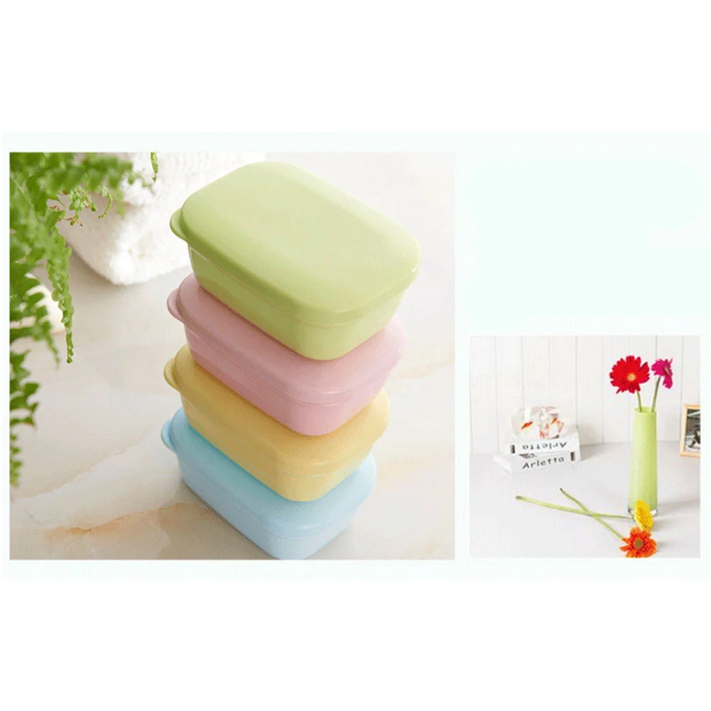 

4pcs Soap Box Double Layer Soap Dish with Lid Soap Holder with Drain Soap Case Container for Bathroom and Kitchen Sinks (Random