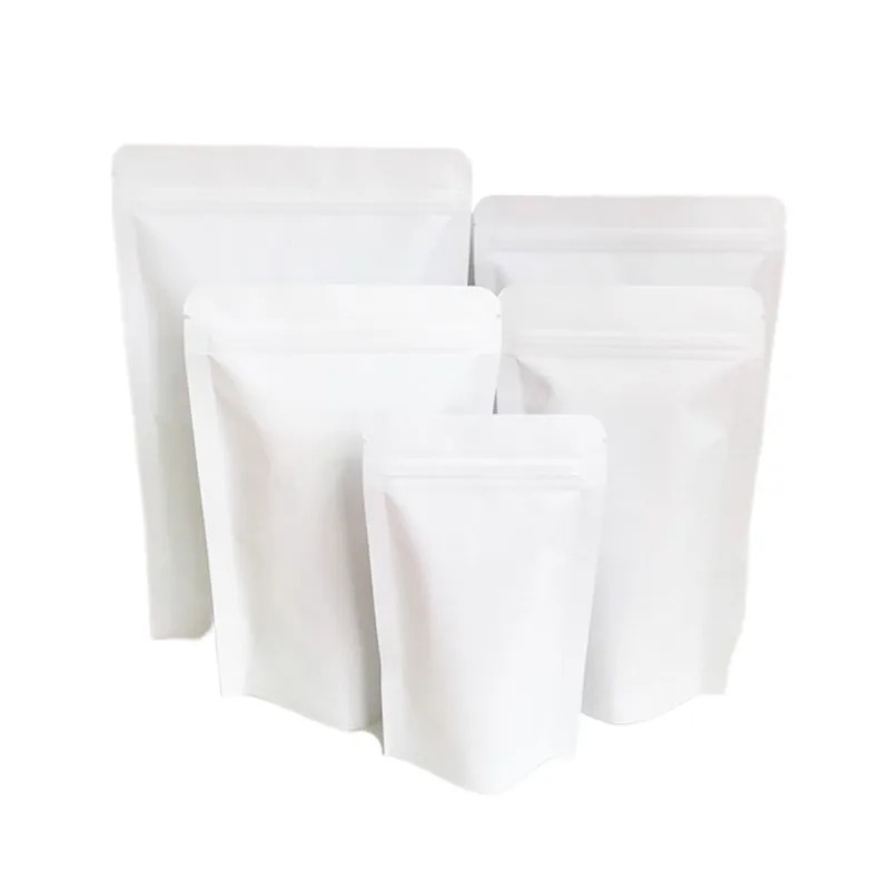 

Candy Box 50pcs In/ 6sizes White Paper Zipper Lock Bag Inside Transparant Pe Film Layer Gift Doypack Food Packaging Bags