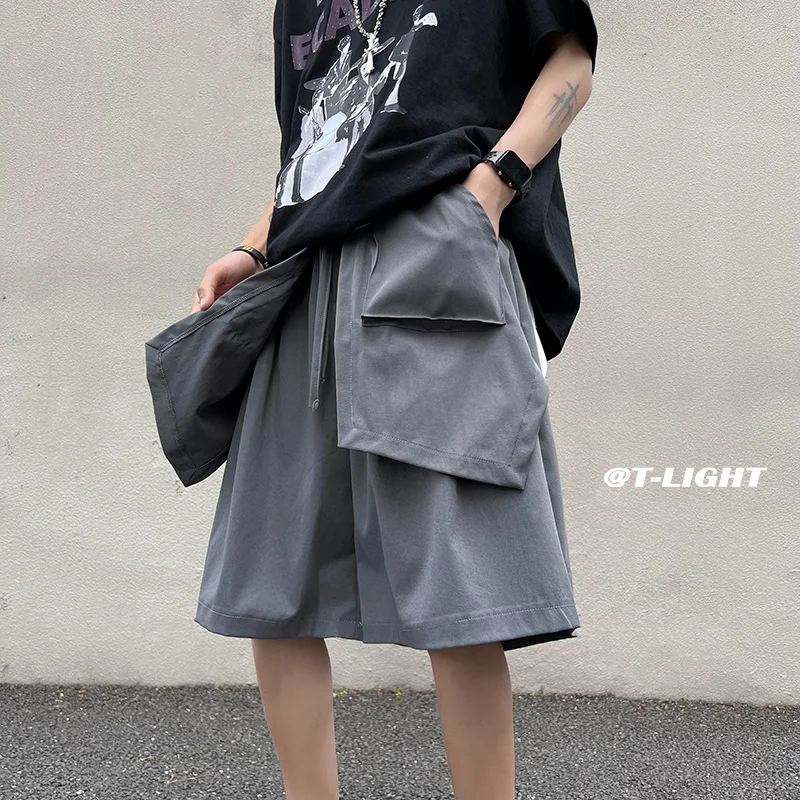 

Summer Pocket Shorts Men Fashion Retro Casual Shorts Mens Japanese Streetwear Loose Hip Hop Cargo Shorts Mens Five-point Pants