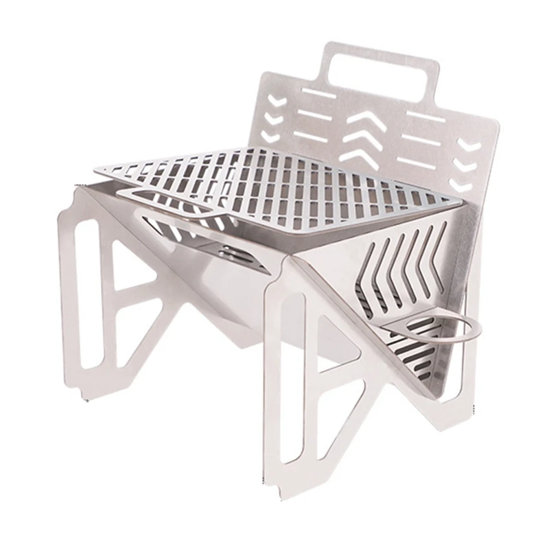 

Ultra Light Weight Foldable Building Stove Wood Stove Stainless Steel BBQ Outdoor Camping Picnic Portable Grill