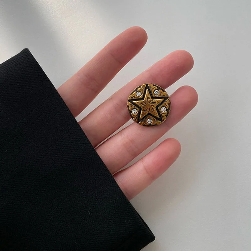 6 шт./партия круглые металлические пуговицы со стразами 18-25 мм