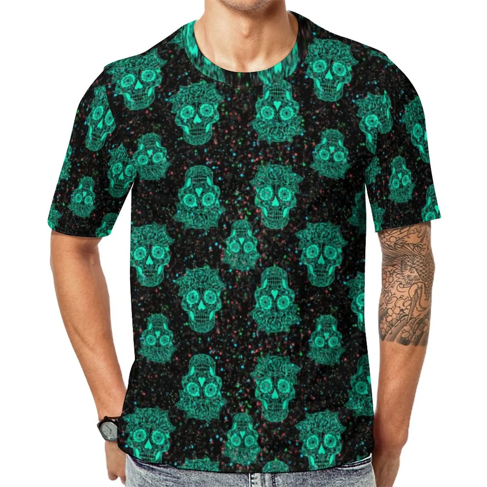 

Футболка мужская с принтом в горошек, с коротким рукавом