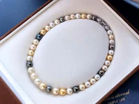 elegant high end 1810 11mm south sea genuine multicolor round natural pearl necklace free shipping jewelry necklace
