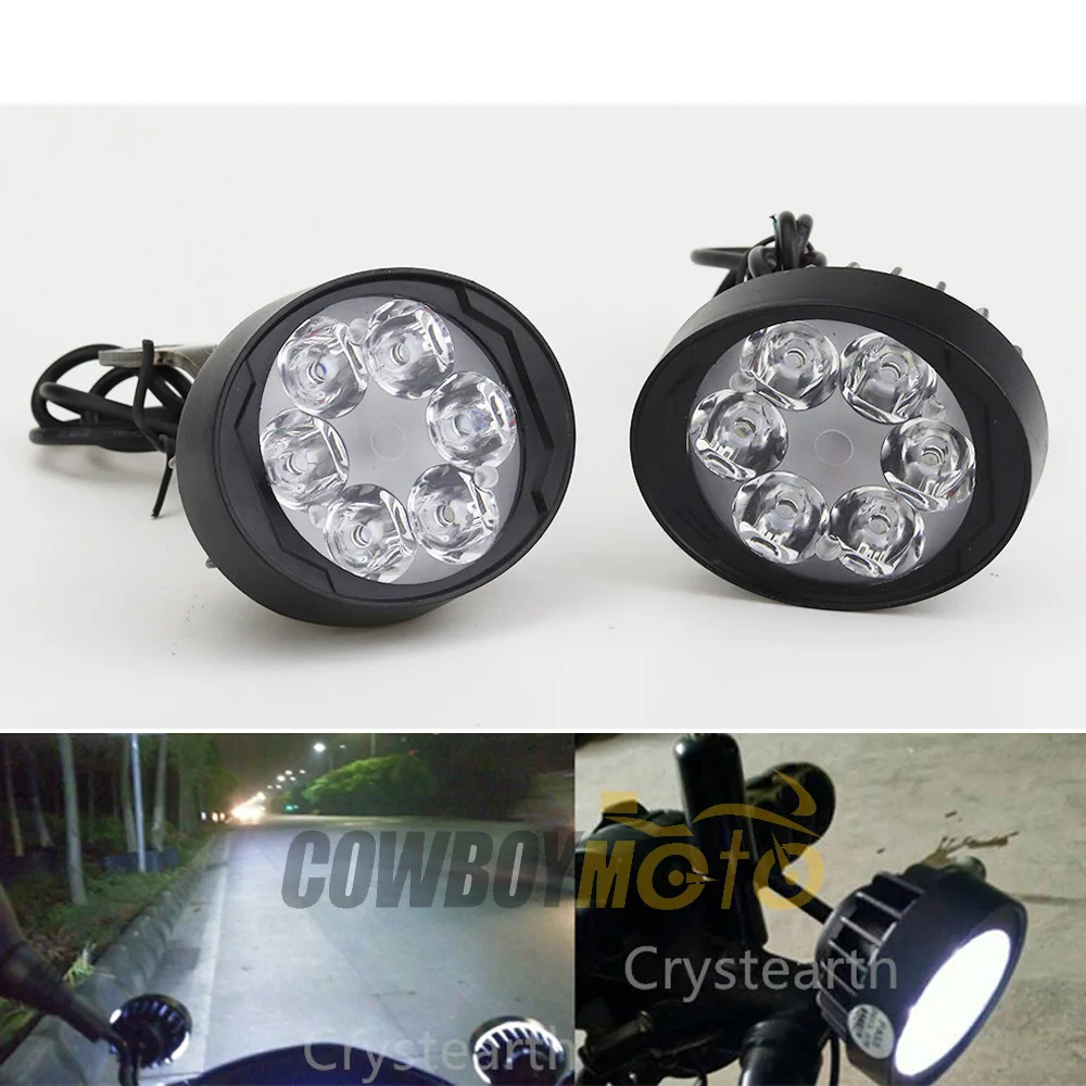 

Universal 12V 6-LEDs Motorcycle Headlight Mirror Mount Driving Fog Spot Head Light Spotlight For ATVs Pit Dirt Bikes Scooters