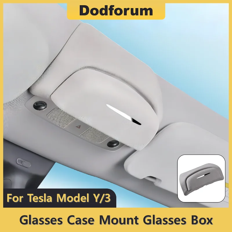 

For Tesla Model 3 Model Y 2022 Glasses Case Mount Glasses Box Eyeglass Case Flip-fur Interior Easy Installation Car Accessories