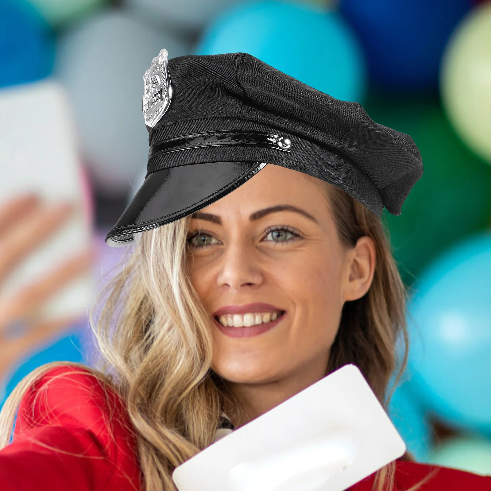 Черная полицейская шляпа из искусственной кожи с блестками для косплея детские