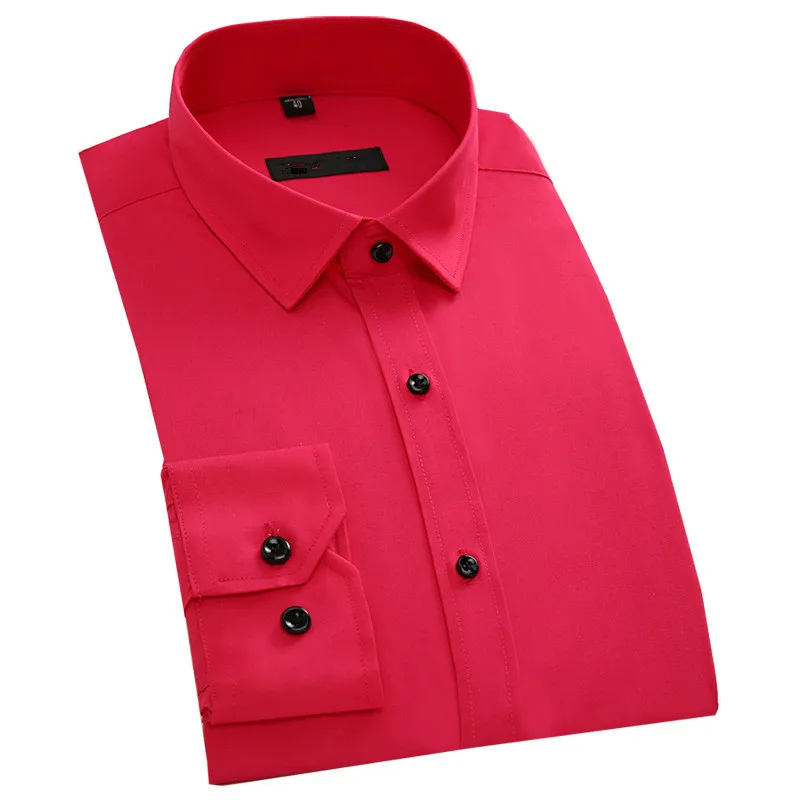 Fashion Pink Men's Business Dress Shirts Male Formal Button Down Collar Fashion Style Spring&Autumn Men's Casual Shirt