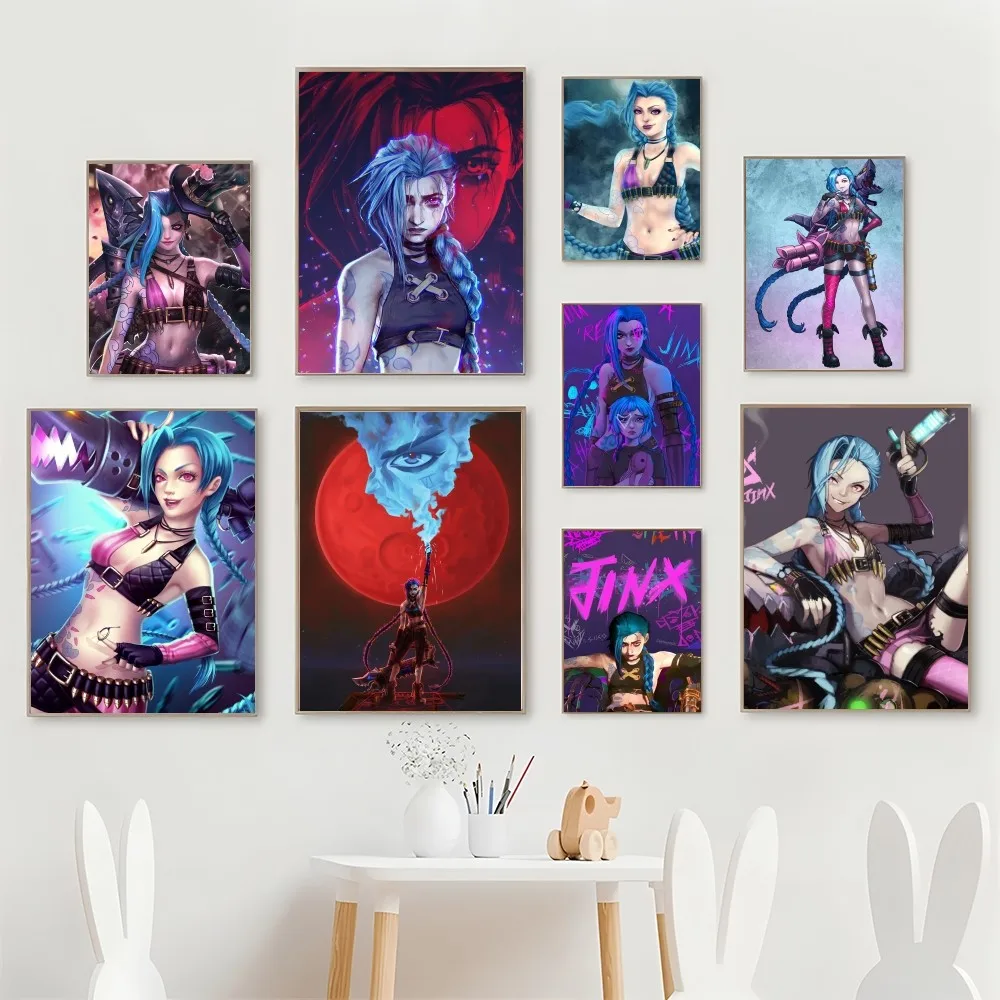 Arcane L-LOL Jinx Мультфильм Аниме Игра Плакат Наклейка Самоклеящаяся Водостойкая На