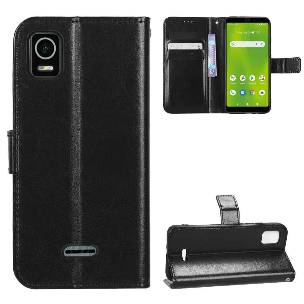 Flip Wallet PU Leather Case for Cricket Debut Smart Mobile P