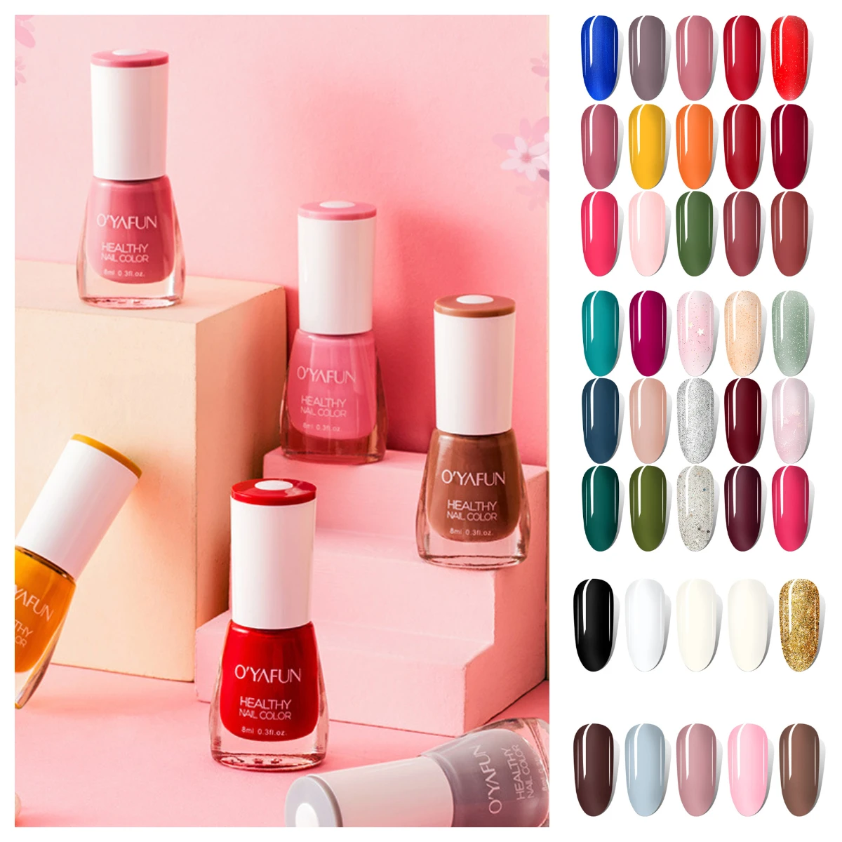 

8ml Manicure Nail Art Tearable Quick Dry Normal Without Lamp Nail Polish Glitter Sequins Uv Varnish Matte Watercolor Drops Nails