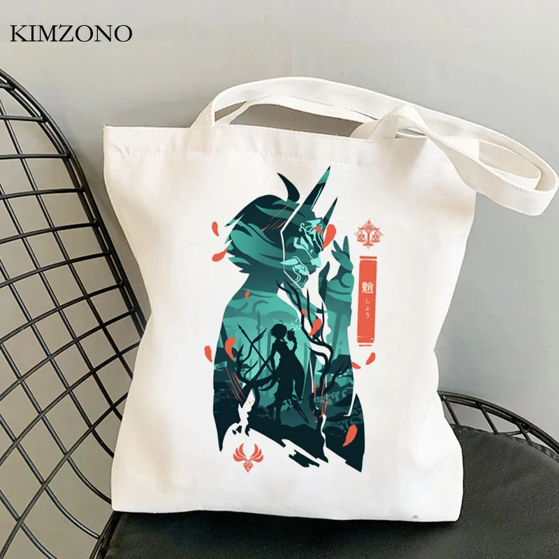 

Genshin Impact shopping bag reusable canvas grocery shopper bag bolsas ecologicas shoping woven net sac tissu