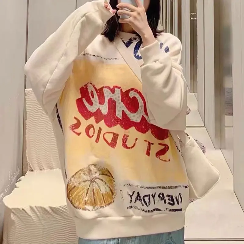 

Women sweatshirt 2021 autumn new letter print cotton loose sweatshirt casual wild fashion pullover tops