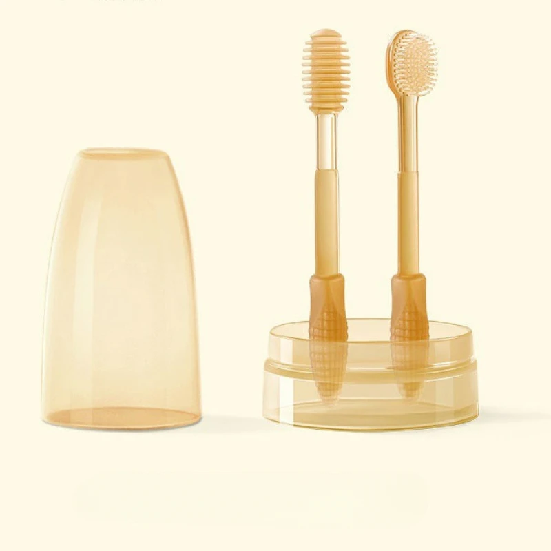 

Baby Soft Bristle Toothbrush Silicone Tongue Brush Infant Toddler Oral Care Toothbrush Training Teeth Brush with Cover BPA Free