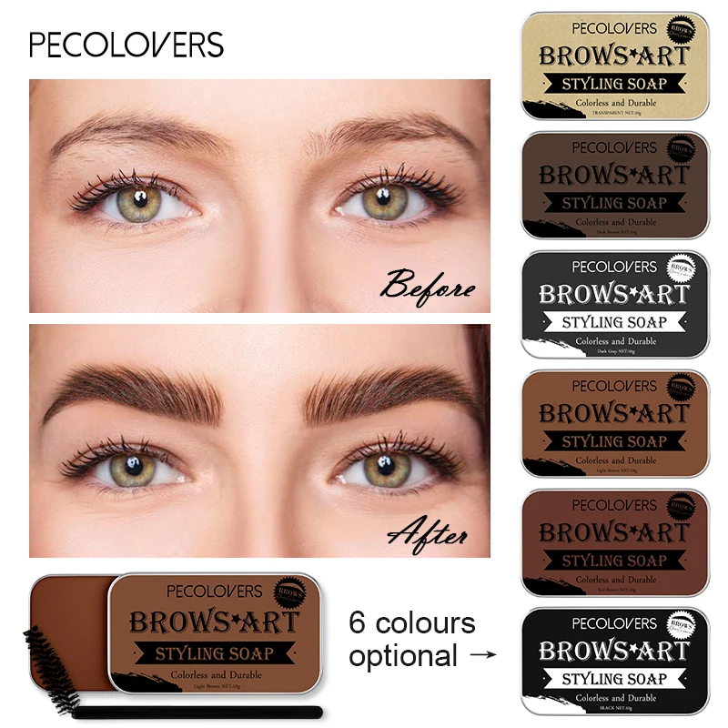 

PECOLOVERS Eyebrow Styling Gel Brows Wax Sculpt Soap Waterproof Long-Lasting 3D Feathery Wild Brow Styling Makeup Eyebrow