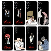 clear phone case for samsung s22 s21 s20 s10e s10 s9 plus lite ultra fe 4g 5g soft silicone case cover cartoon girl boy love