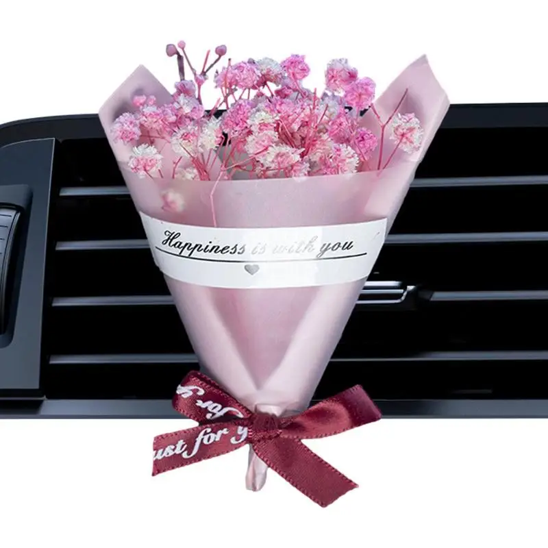 

Dried Flower Car Air Freshener Gypsophila Car Aromatherapy Clip Bouquet Auto Vent Clip For Men And Women Car Interior Decoration