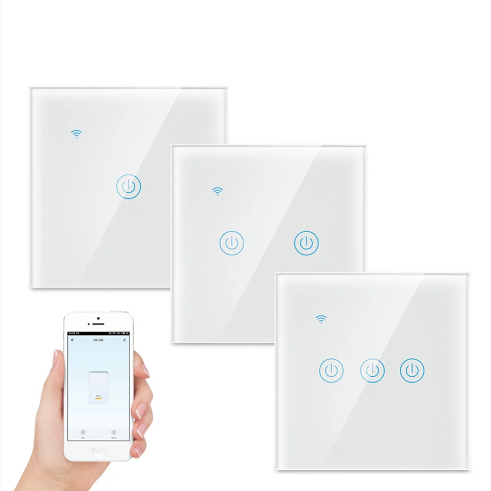 

Zigbee Tempered Glass Touch Wall Switch EU Standard 1/2/3/4 Gang Tuya Home Smart Voice Control Electrical Switch With Neutral