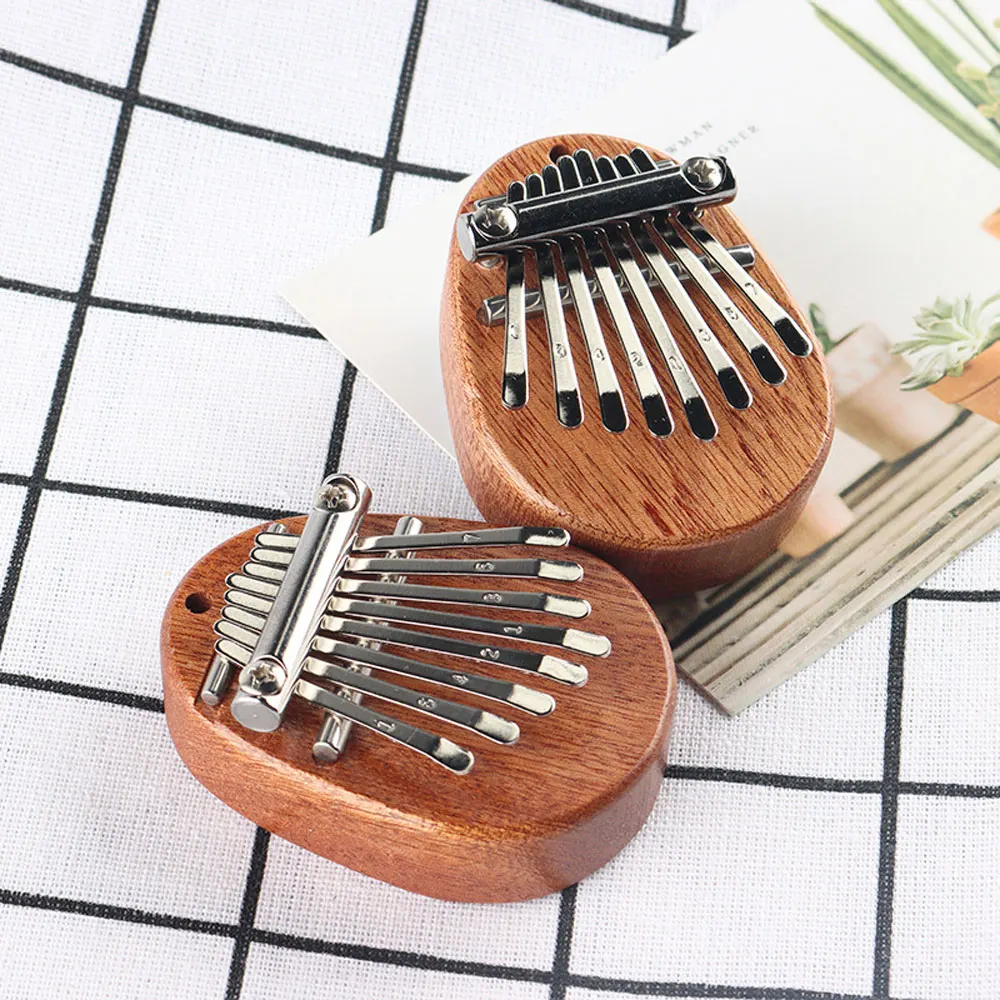 8 Key Mini Kalimba Thumb Piano Wooden/Acrylic Small Wearable Musical Instrument Pendant Mbira Gift Finger Piano For Adult Kids