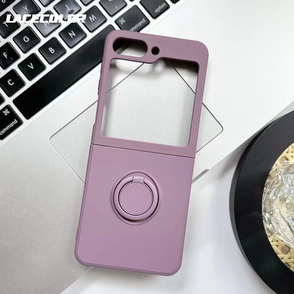 Матовые чехлы-подставки из жидкого силикона с кольцом-держателем для Samsung Galaxy Z