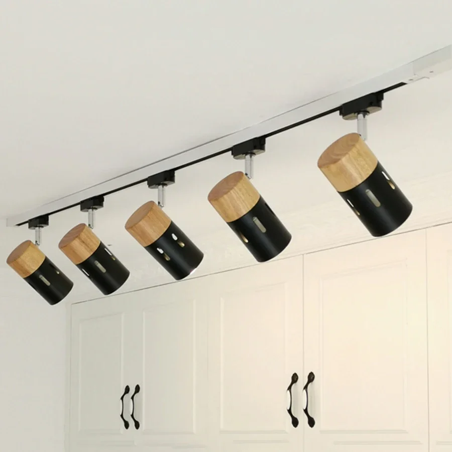 1 шт. Скандинавская деревянная светодиодная дорожка лампа E27 домашний потолочный