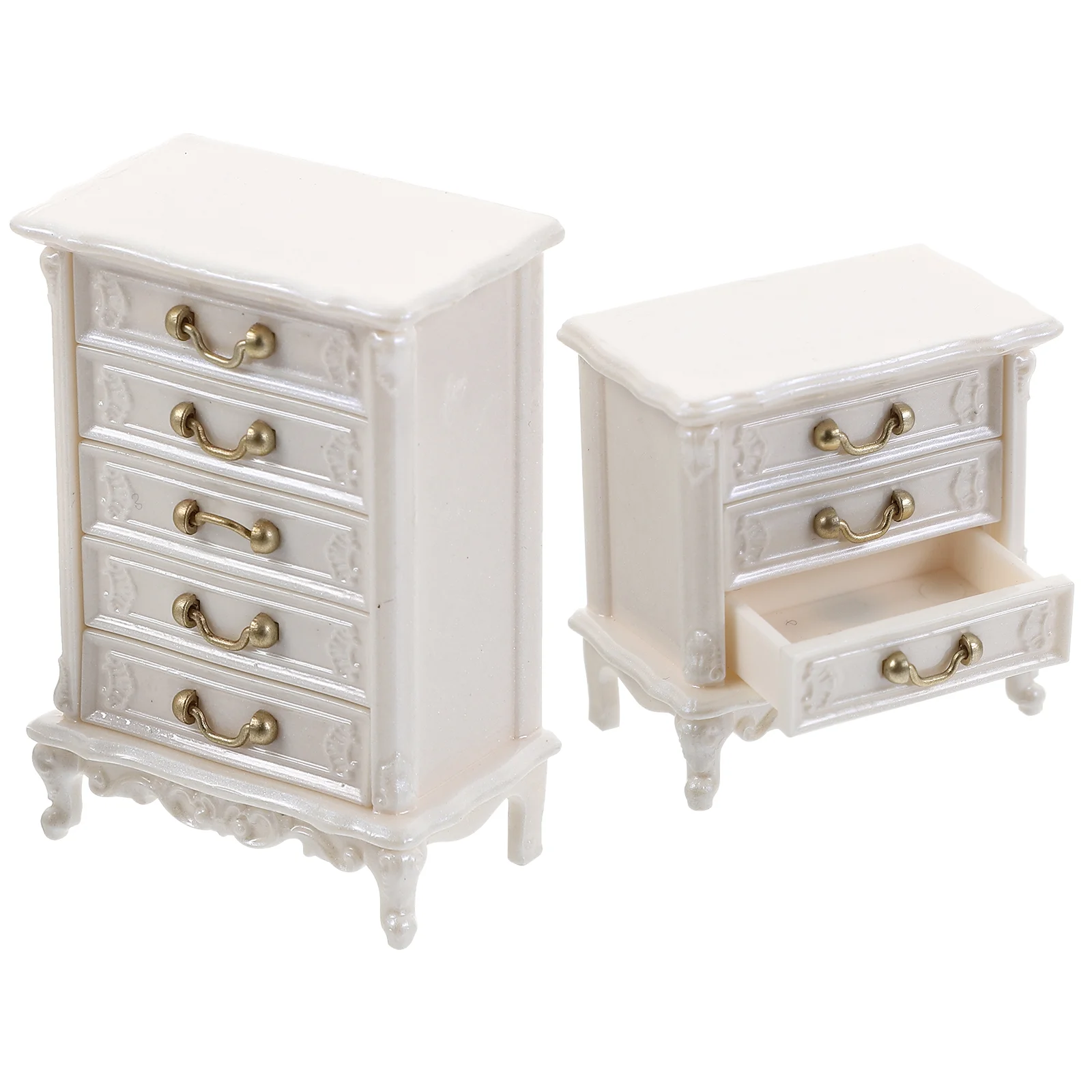 

2 Pcs Mini Drawers House Accessories Home Model Display Cabinet Decorations Wooden Dolls Furniture Child Decorative Tiny