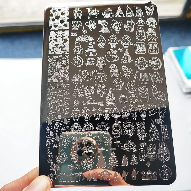 Рождественская пластина для стемпинга ногтей зимний дизайн искусство