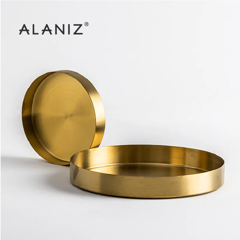 

Brass Tray, Stainless Steel, Gold Jewelry, Cosmetics Storage Tray, Household Fruit Tray, Photo Props, Makeup Table Decoration