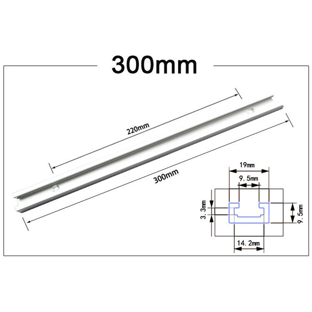 

T-slot Miter Track Jig -Track Screw Fixture Slot 19x9.5mm Table Saw Router Table 300/400/500/600mm Chute Rail Woodworking Tool