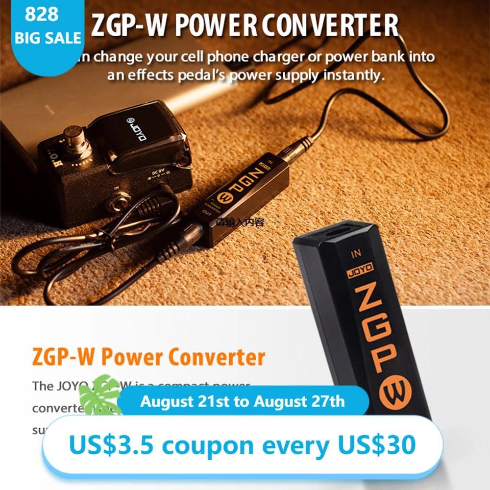

JOYO ZGP-W Guitar Power Supply Digital Guitar Effect Pedal Power Converter DC 9V 400mA Guitar Accessories