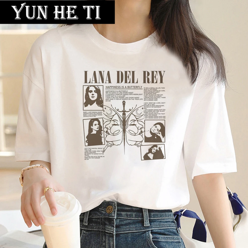 Футболка с рисунком Ланы Дель Рей Женский дизайнерский Забавный топ аниме