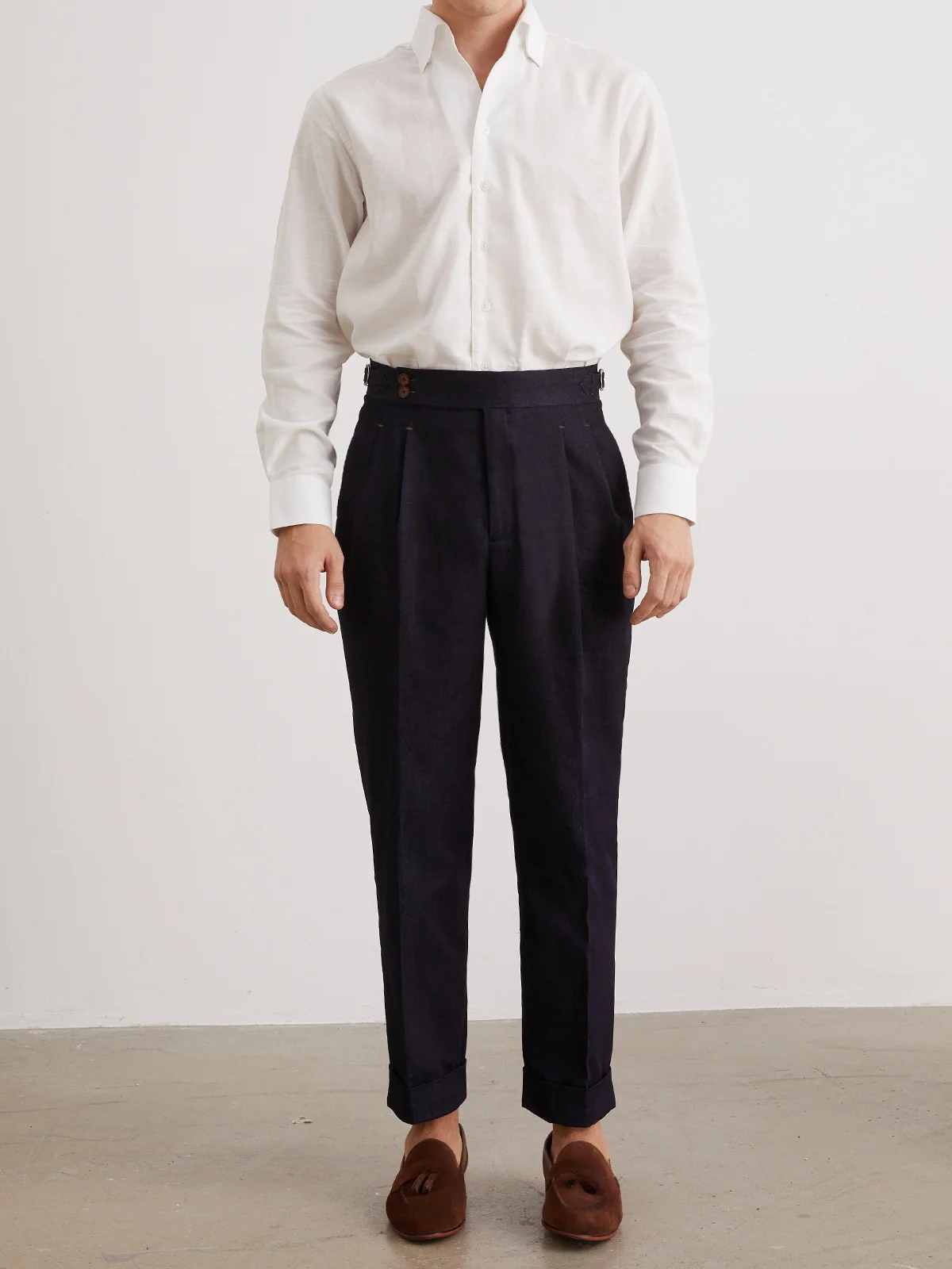 Suitsee New Naples Italian Sle Retro Suit trousers Men's Business Casual Straight High Waist Trousers |