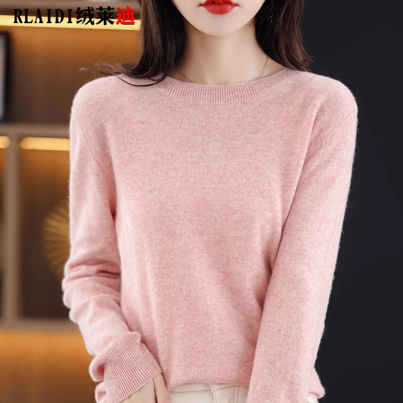 Wool Blended O-neck Pullover Autumn /Winter Cashmere Sweater Woman Casual Knitted Tops Female Jacket Korean Fashion