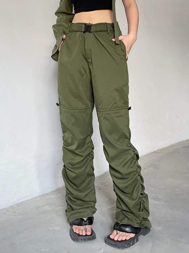 

Брюки-карго женские с завышенной талией, повседневные Модные мешковатые спортивные штаны в стиле хип-хоп, винтажные прямые брюки для девоче...