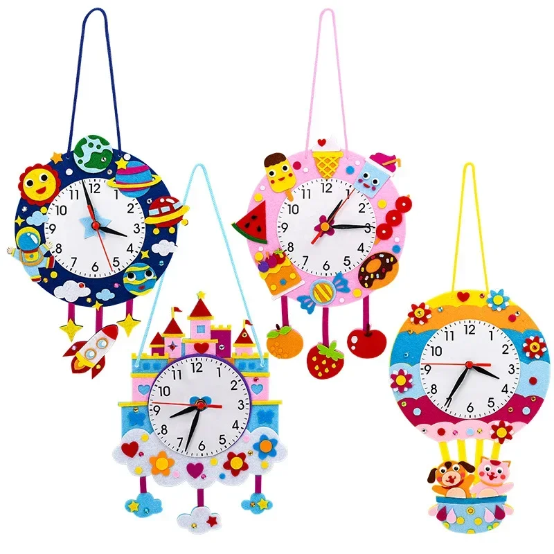 

Baby DIY Clock Toys Montessori Arts Crafts Hour Minute Second Children Cognition Clocks Toys for Kids Gift Early Preschool Gifts