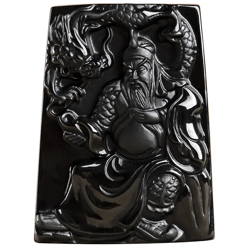 

Burmese Jade Guan Yu Pendant Gemstone Accessories Charm Natural Men Gift Jadeite Black Real Man Emerald Jewelry Charms Necklace