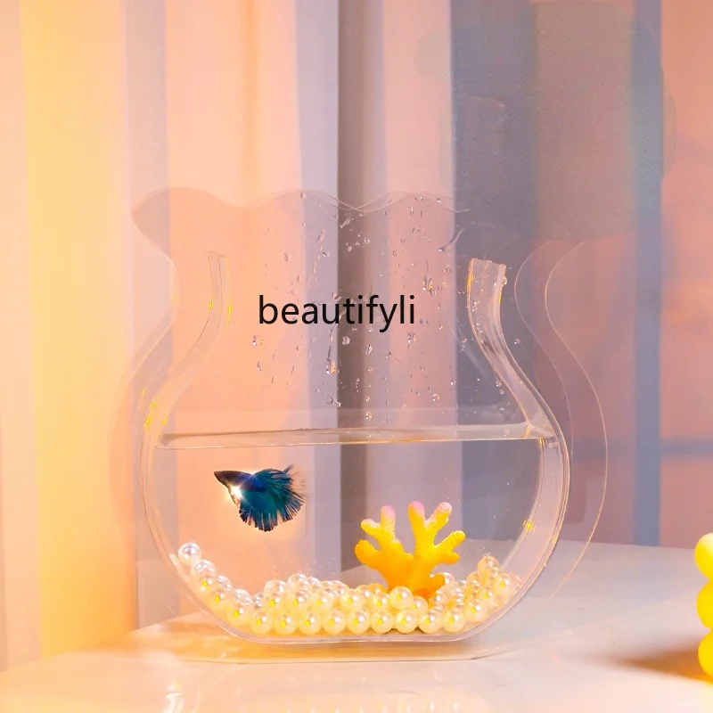 

GY Acrylic Creative Douyu Fish Tank Landscape Small Desktop Decoration Flower Arrangement Transparent Geometric Shape