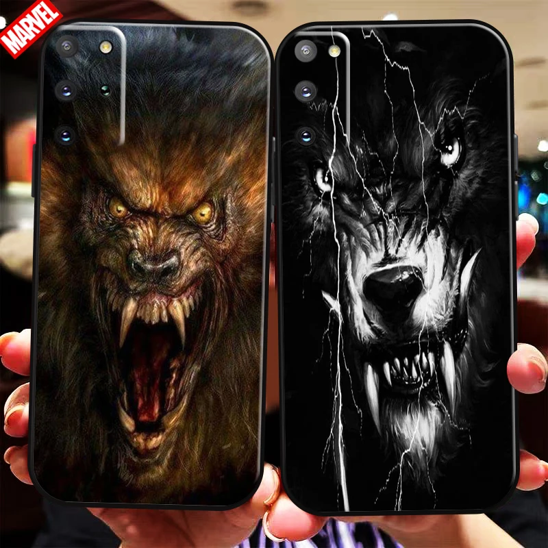 

Tiger Lion Eagle Dog Cat Wolf For Samsung Galaxy S22 S21 S20 Plus Ultra FE 5G Phone Case Back Black Liquid Silicon Funda